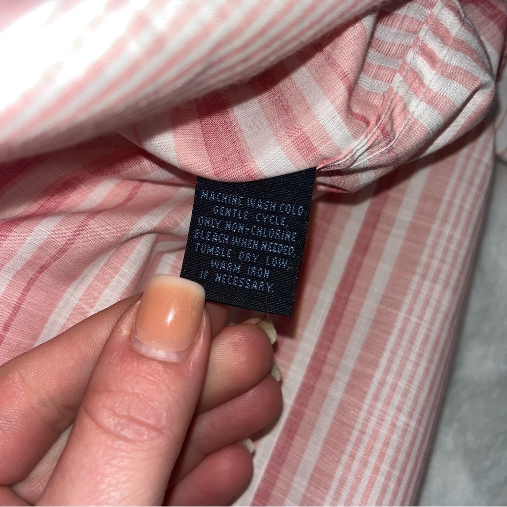 Charleston Threads Cotton Dress Shirt Mens Sz LG Pink White‎ Striped L/S Preppy - Picture 7 of 9